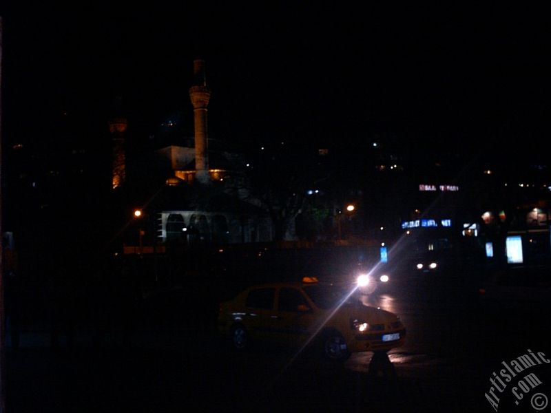 A nighttime view of Mihrimah Sultan Mosque in Uskudar coast of Istanbul city of Turkey.
